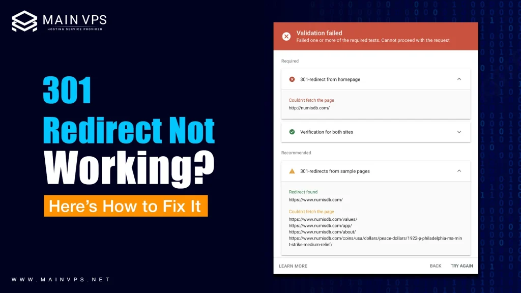 301 redirect not working